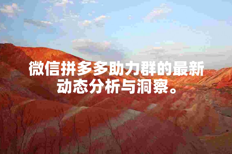 微信拼多多助力群的最新动态分析与洞察。