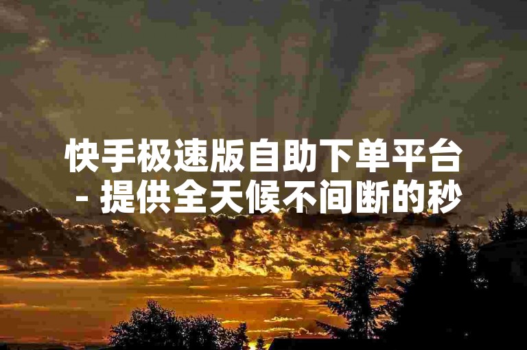 快手极速版自助下单平台 - 提供全天候不间断的秒单服务。