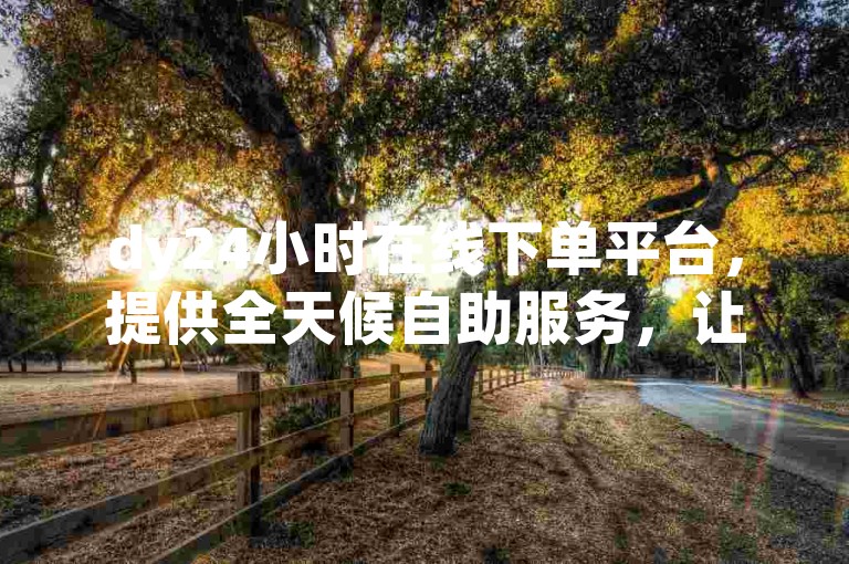 dy24小时在线下单平台，提供全天候自助服务，让您随时随地轻松下单。