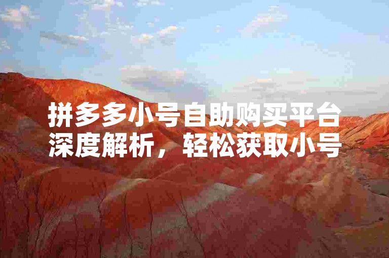拼多多小号自助购买平台深度解析，轻松获取小号，购物无忧！2025必备技巧。