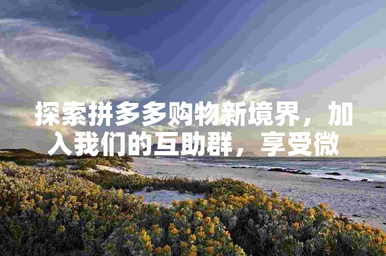 探索拼多多购物新境界，加入我们的互助群，享受微信上最新免费的优惠信息和攻略。