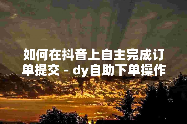 如何在抖音上自主完成订单提交 - dy自助下单操作指南。