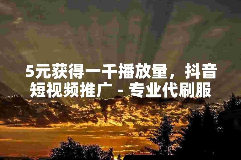 5元获得一千播放量，抖音短视频推广 - 专业代刷服务，安全高效提升视频热度。