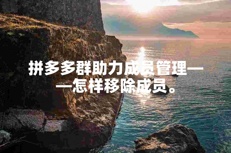 拼多多群助力成员管理——怎样移除成员。