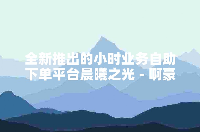 全新推出的小时业务自助下单平台晨曦之光 - 啊豪，以全网最具性价比的服务赢得广泛好评。