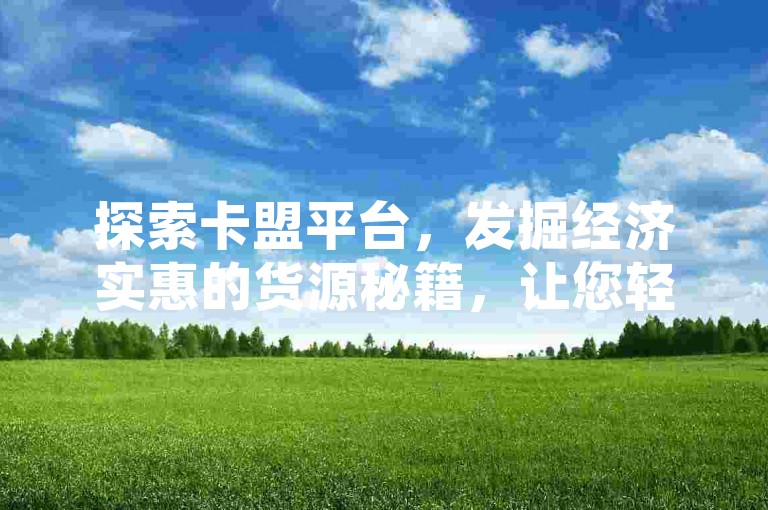 探索卡盟平台，发掘经济实惠的货源秘籍，让您轻松获取顶级资源。