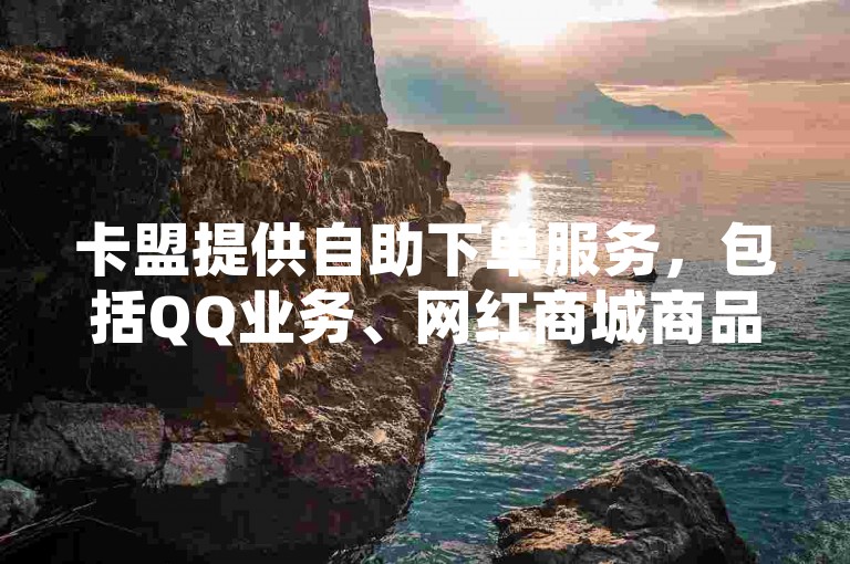 卡盟提供自助下单服务，包括QQ业务、网红商城商品以及小红书点赞关注任务，还有低价购买王者点券的选项。