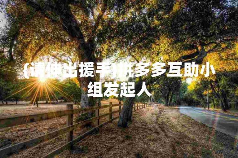 {请伸出援手}拼多多互助小组发起人
