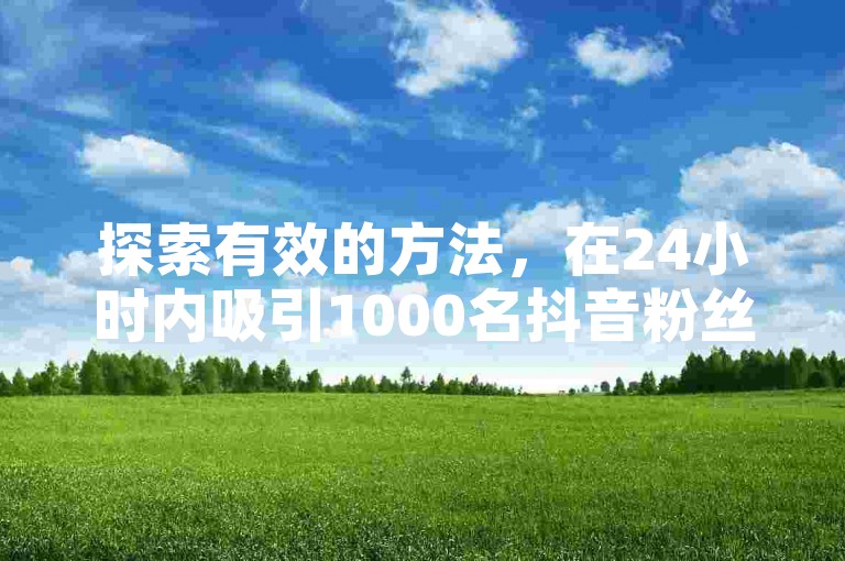 探索有效的方法，在24小时内吸引1000名抖音粉丝，同时迅速增强个人品牌的影响力。