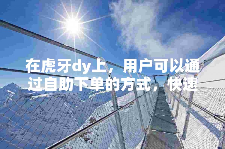 在虎牙dy上，用户可以通过自助下单的方式，快速提升抖音视频的热度。
