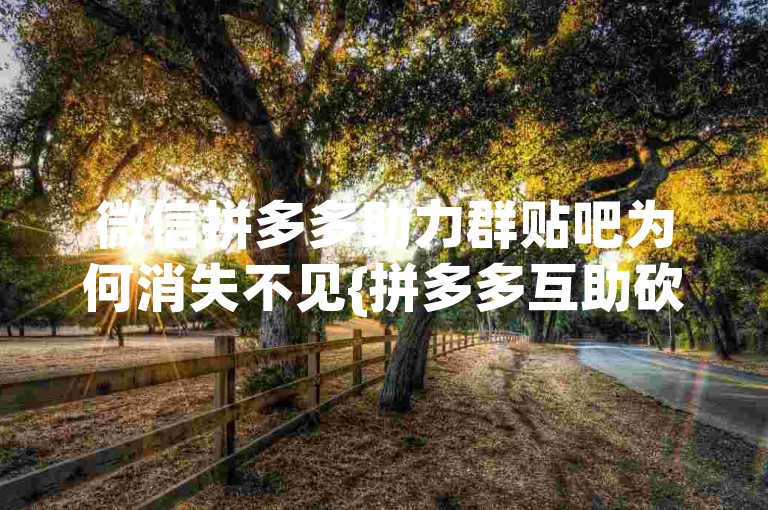 微信拼多多助力群贴吧为何消失不见{拼多多互助砍价}。