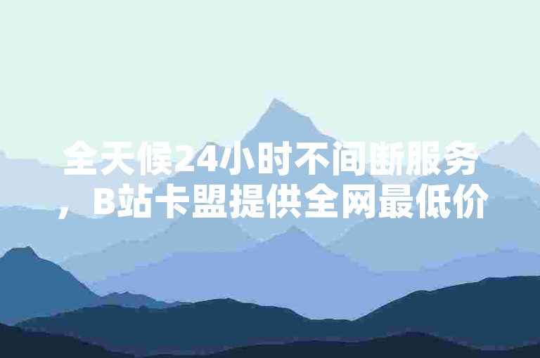 全天候24小时不间断服务，B站卡盟提供全网最低价的在线自助下单平台。