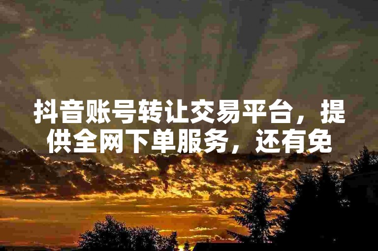 抖音账号转让交易平台，提供全网下单服务，还有免费领说说赞的网站。