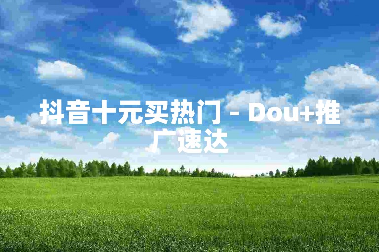 抖音十元买热门 - Dou+推广速达